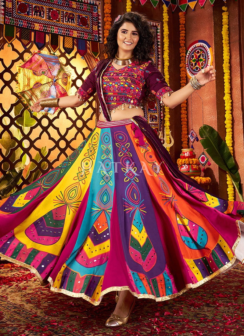 Wine Gujaratti chaniya choli perfect for Navratri celebrations