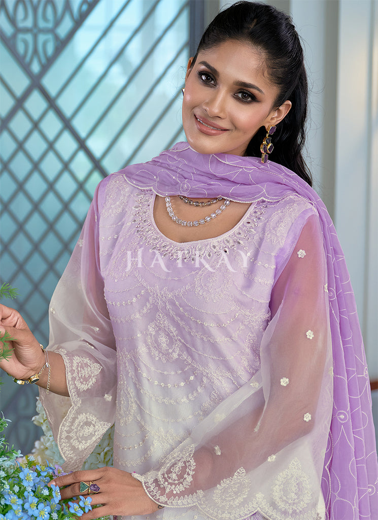 Buy This Elegant Off White And Purple Pant Style Suit In England