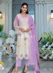 Off White And Purple Pant Style Suit