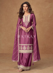 Mauve Purple Palazzo Suit