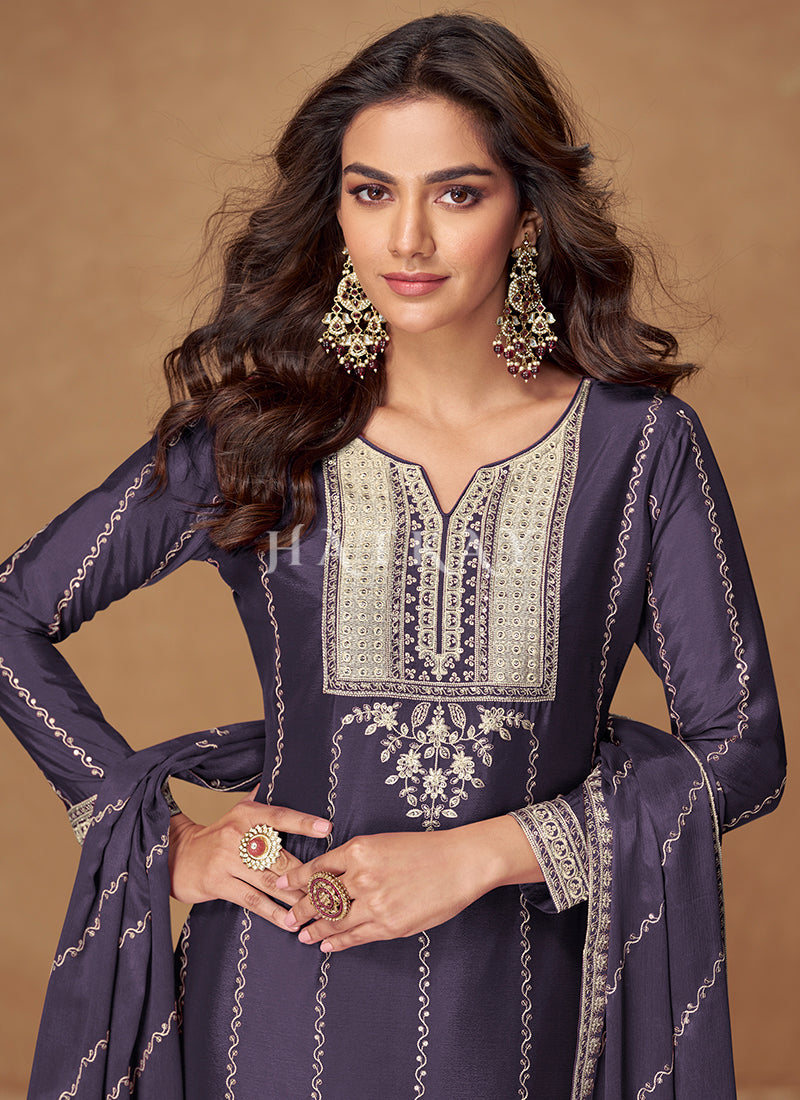 Buy Beautiful Violet Palazzo Suit In UK