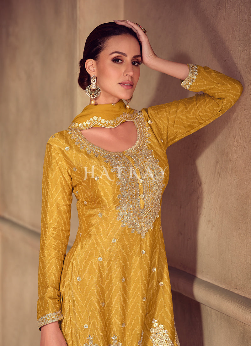 Buy Yellow Designer Palazzo Suit In South Africa