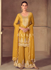 Yellow Designer Palazzo Suit