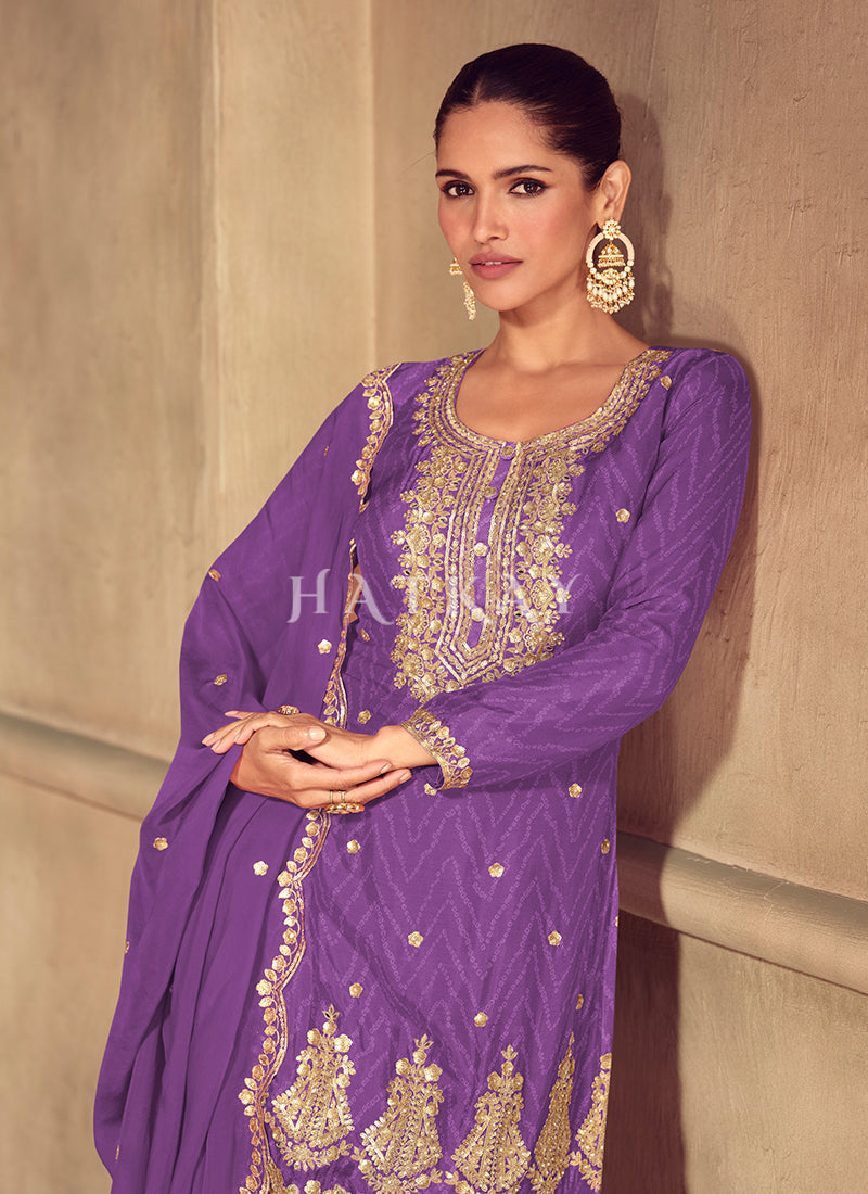 Buy Elegant Purple Palazzo Suit In Australia