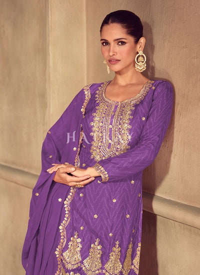 Buy Elegant Purple Palazzo Suit In Australia