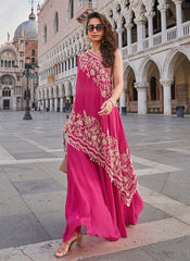 Shop Fuchsia Pink Party Wear Indo Western Set