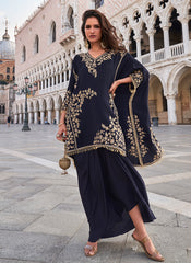 Shop Navy Blue Party Wear Indo Western Set