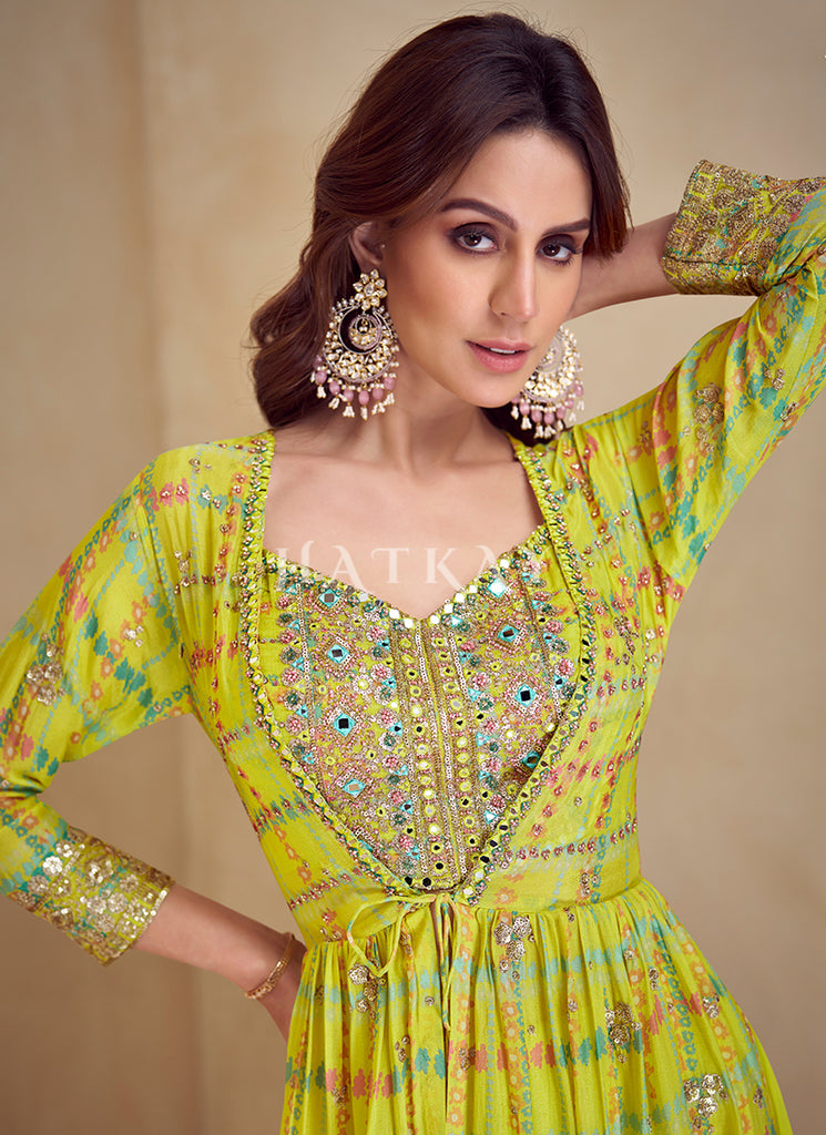 Yellow Mehendi Palazzo Set