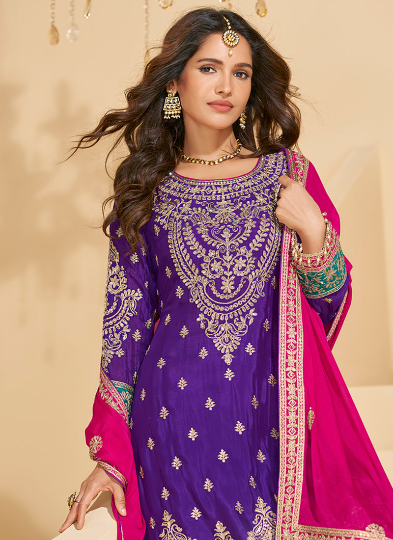 Buy Purple Palazzo Suit In USA