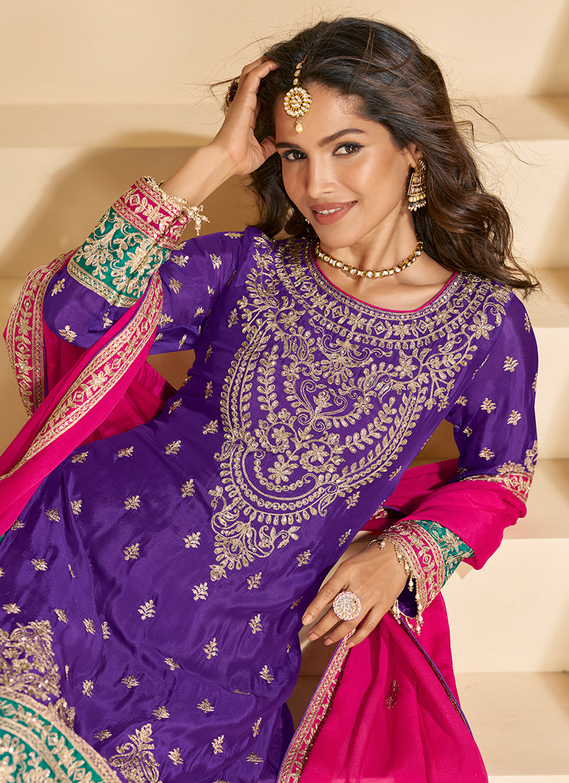 Buy Purple Palazzo Suit Online