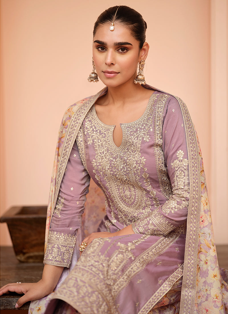 Buy Mauve Purple Plazzo Suit In Canada