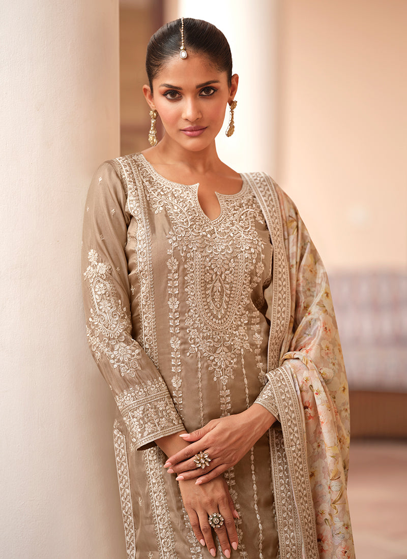 Shop Cream Beige Palazzo Suit In Australia