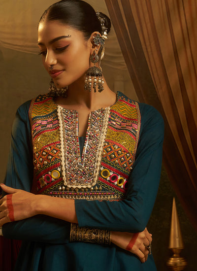 Buy Teal Blue Peplum Palazzo Suit In UK
