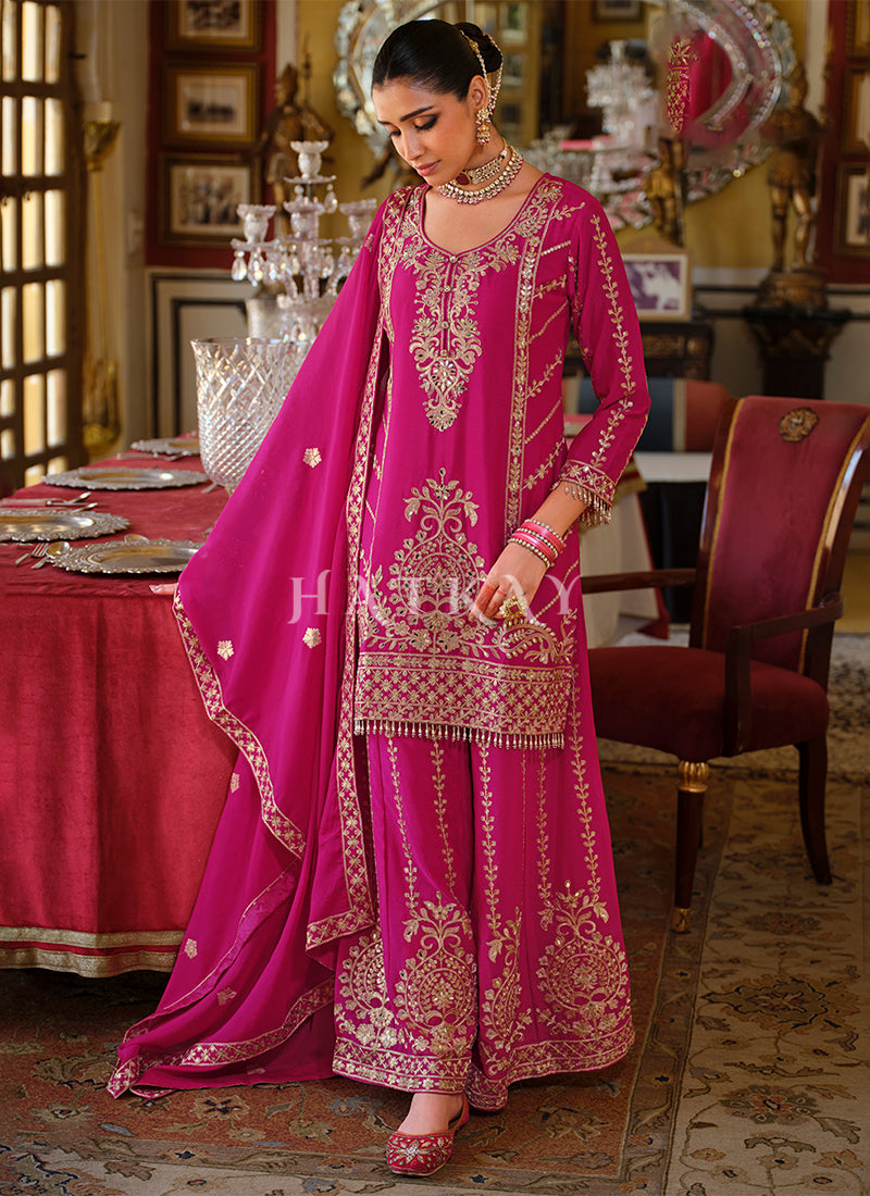 Buy Pink Plazzo Suit At Hatkay