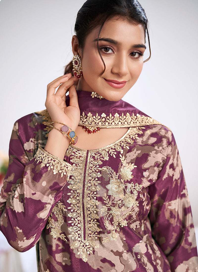 Buy Purple Plazzo Suit In USA