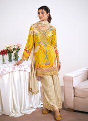 Yellow Beige Palazzo Suit