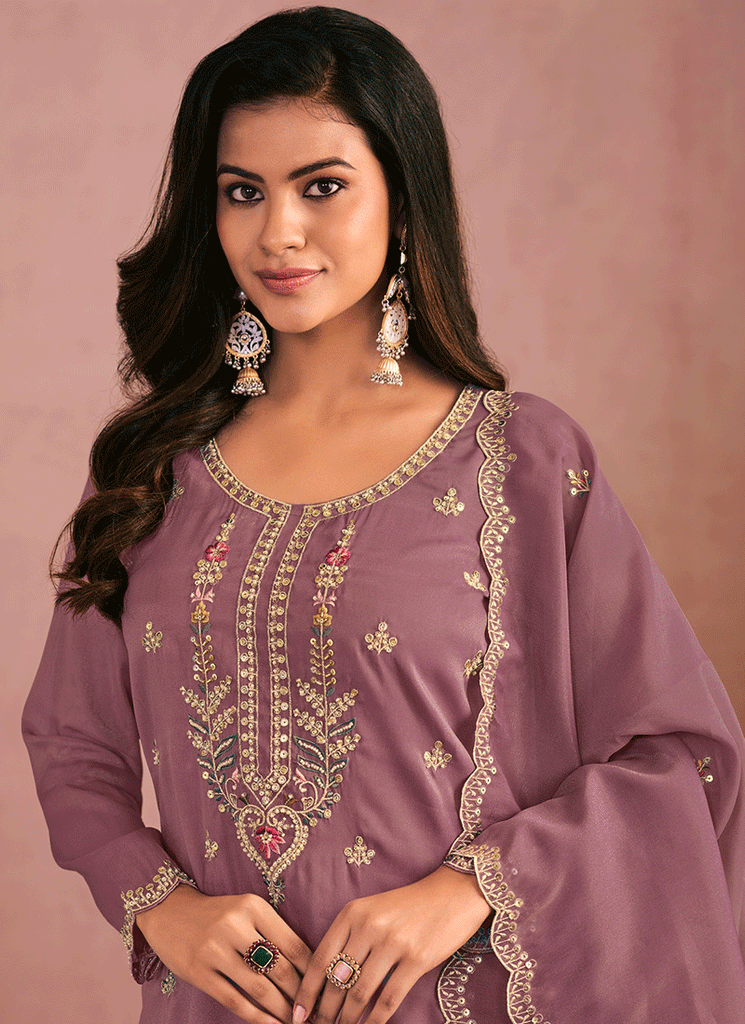 Buy Mauve Palazzo Suit In USA