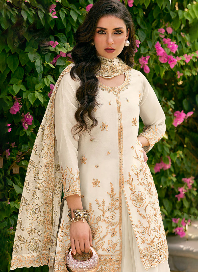 Shop Cream White Palazzo Suit Online