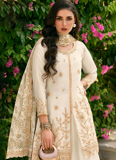 Shop Cream White Palazzo Suit Online