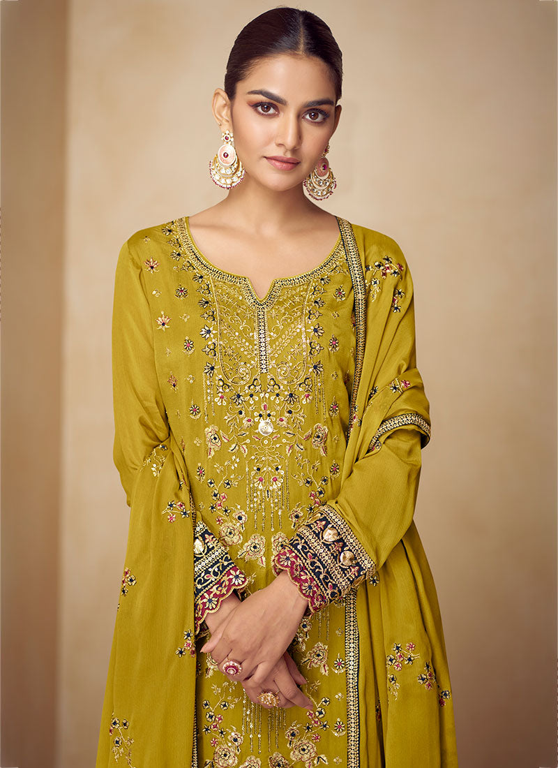 Buy Yellow Plazzo Suit In USA