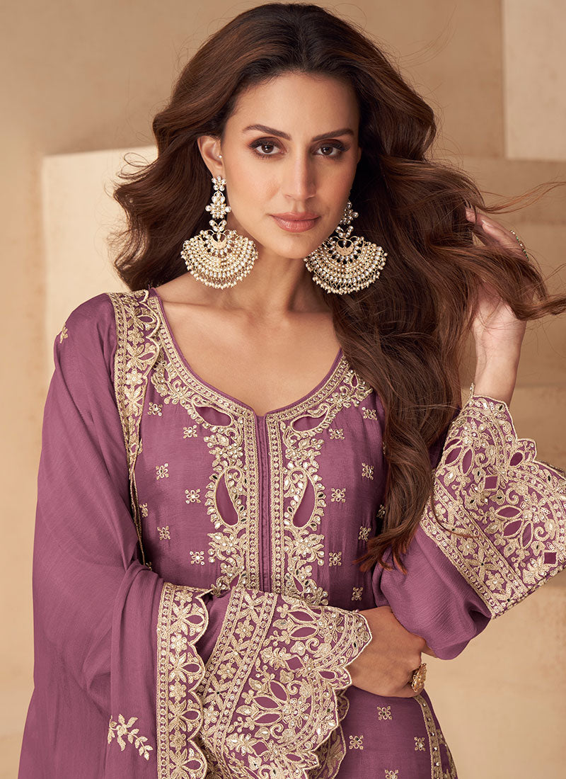 Buy Mauve Color Plazzo Suit In Canada