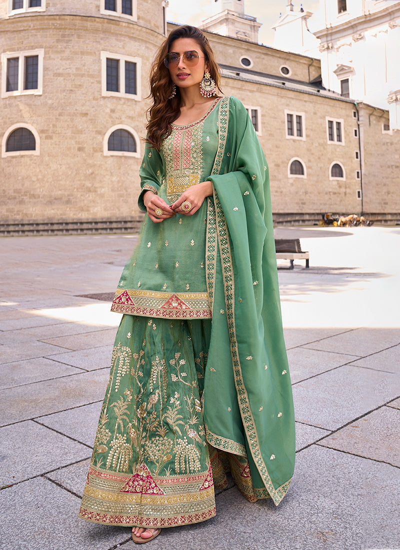 Buy Green Palazzo Suit Online