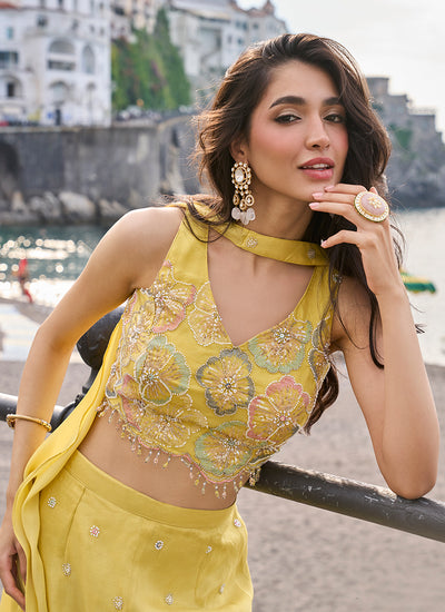 Buy Yellow Floral Co-ord Plazzo Suit In Canada