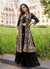 Shop Black Jacket Style Palazzo Suit