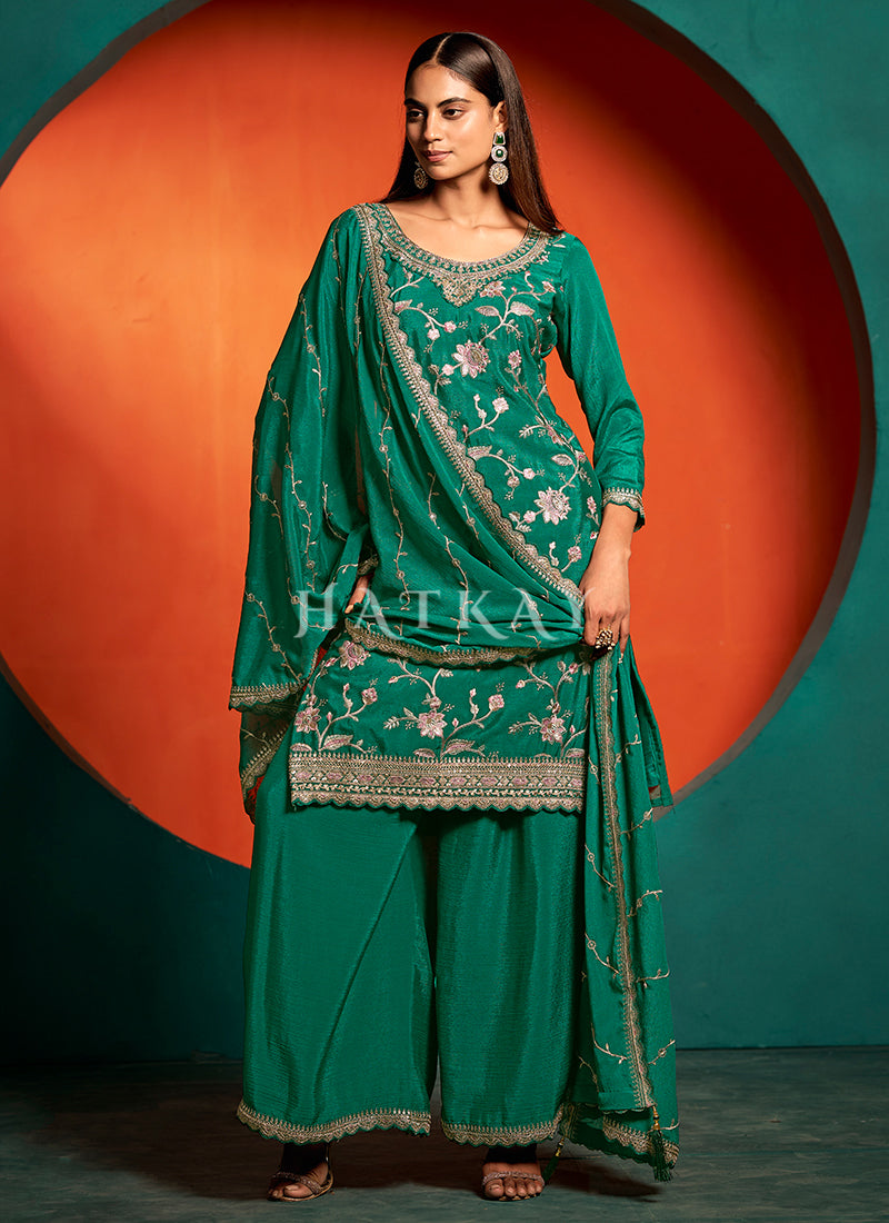 Dark Green Palazzo Suit