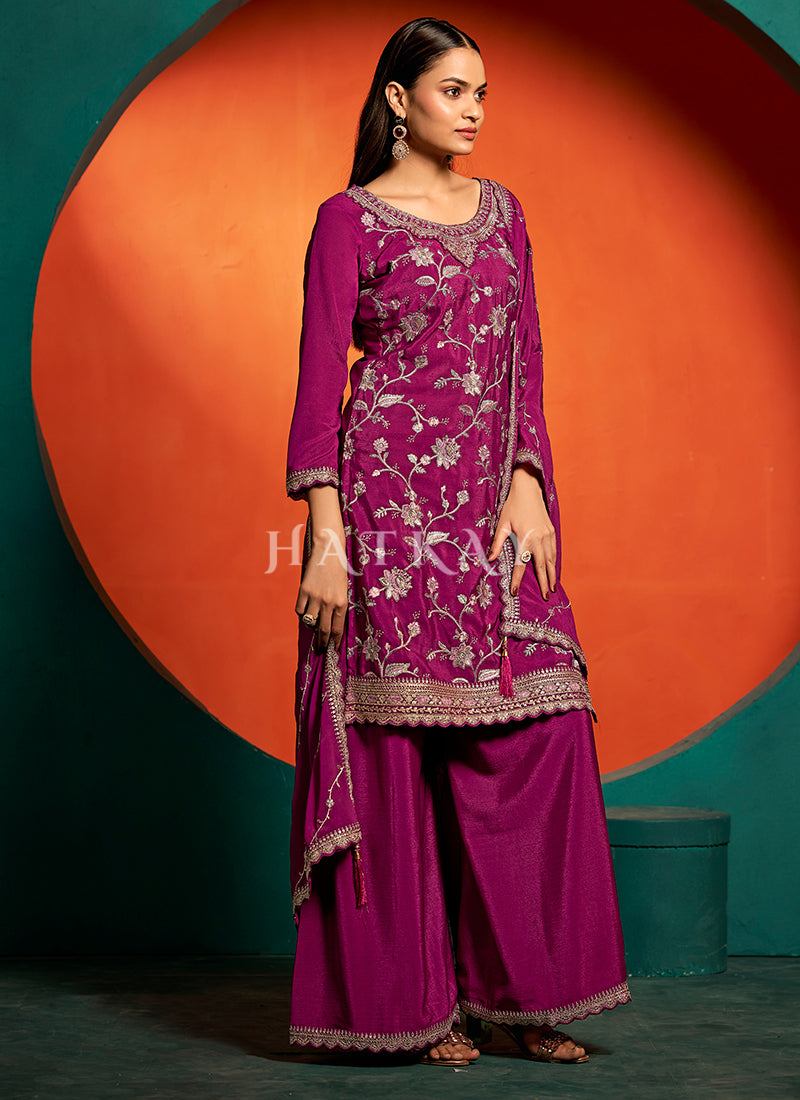 Deep Wine Palazzo Suit