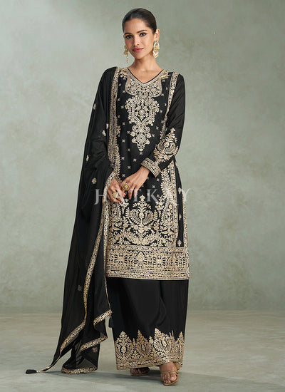 Black Festive Palazzo Suit