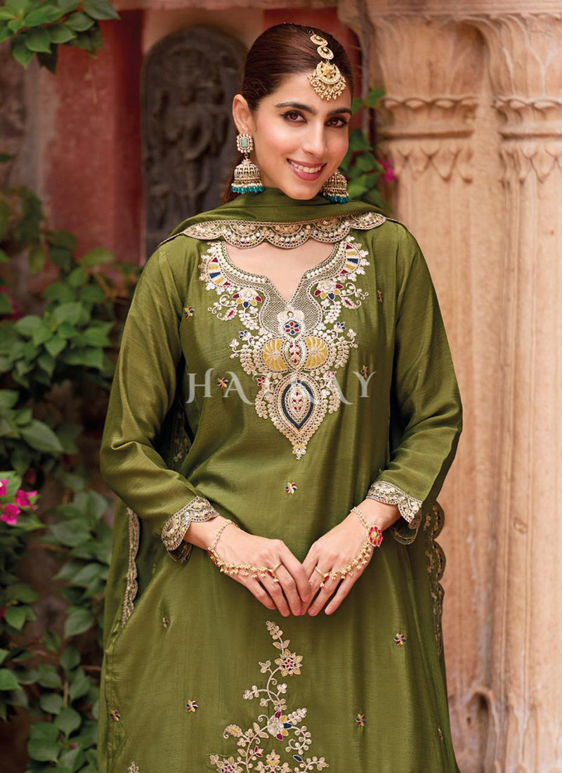 Buy Green Palazzo Suit For Mehendi Function