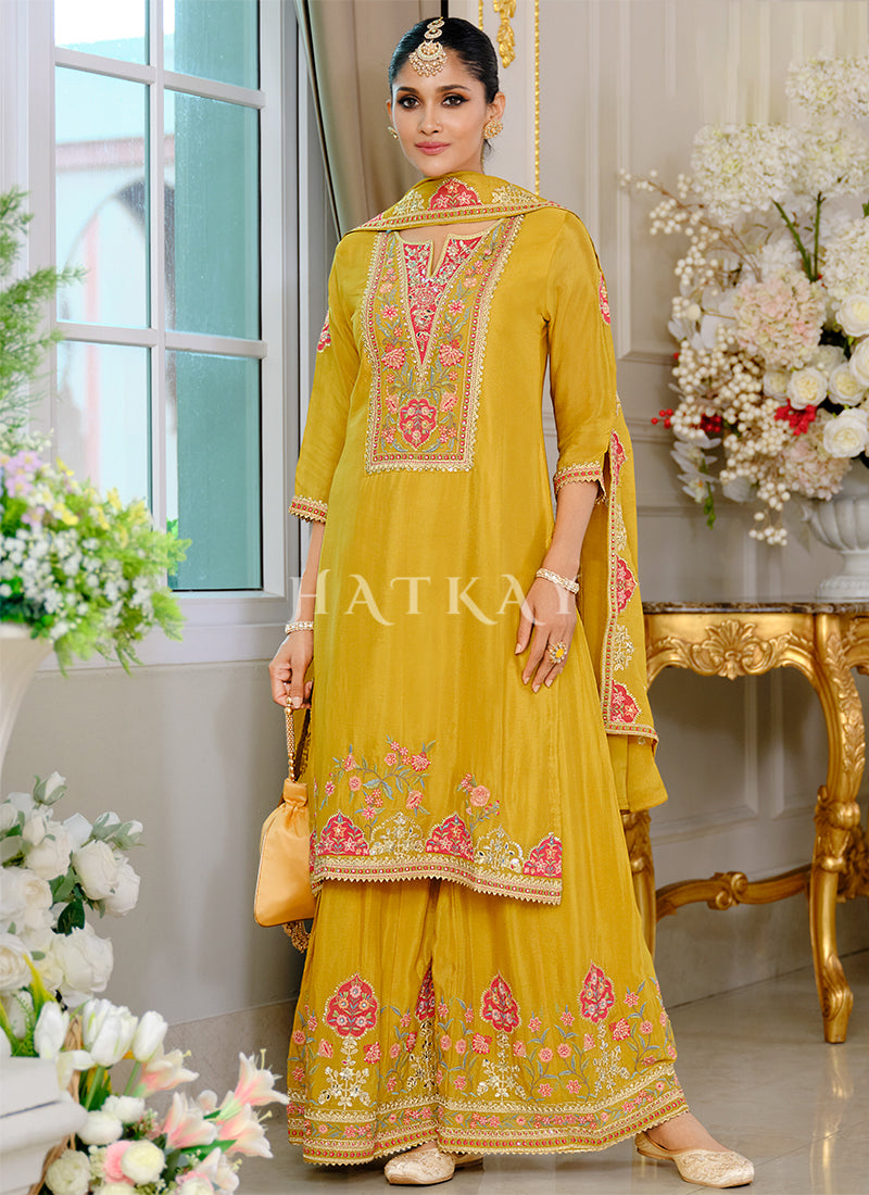 Buy Yellow Plazzo Suit