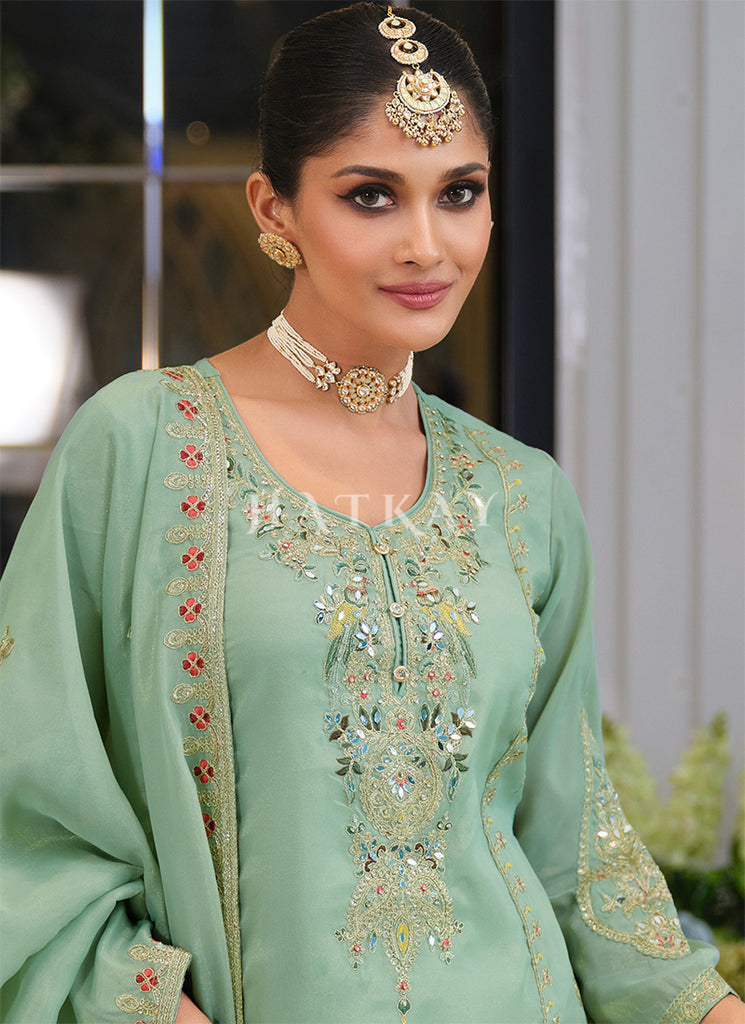 Buy Stylish Sea Green Palazzo Outfit In Australia