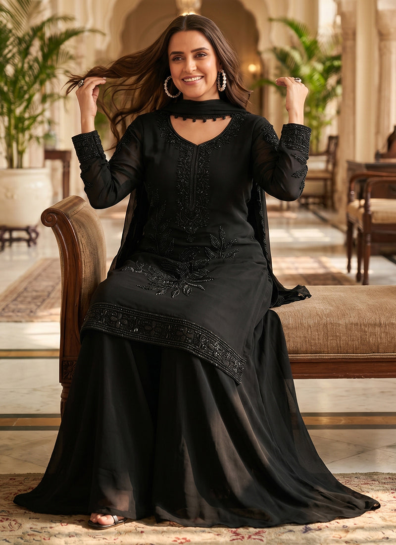 Shop Black Palazzo Suit Online At Hatkay