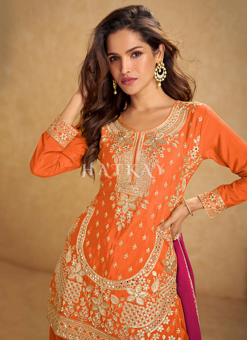 Buy Orange Plazzo Suit In Canada