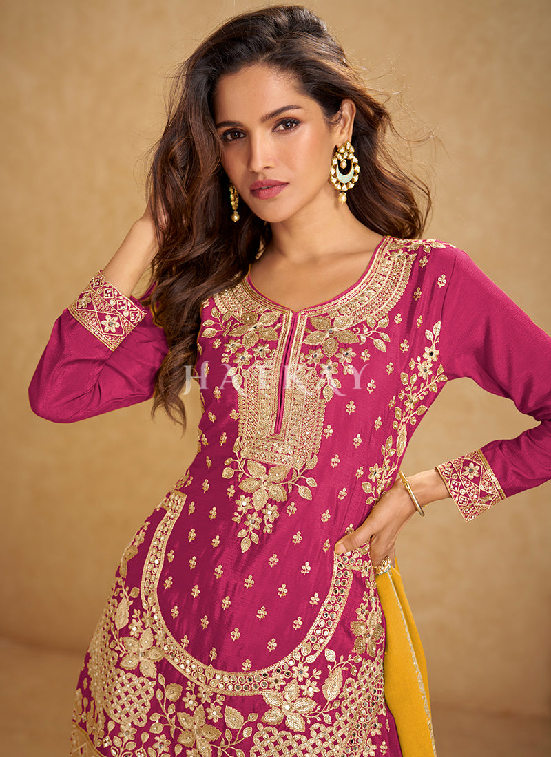 Buy Magenta Plazzo Suit In UK