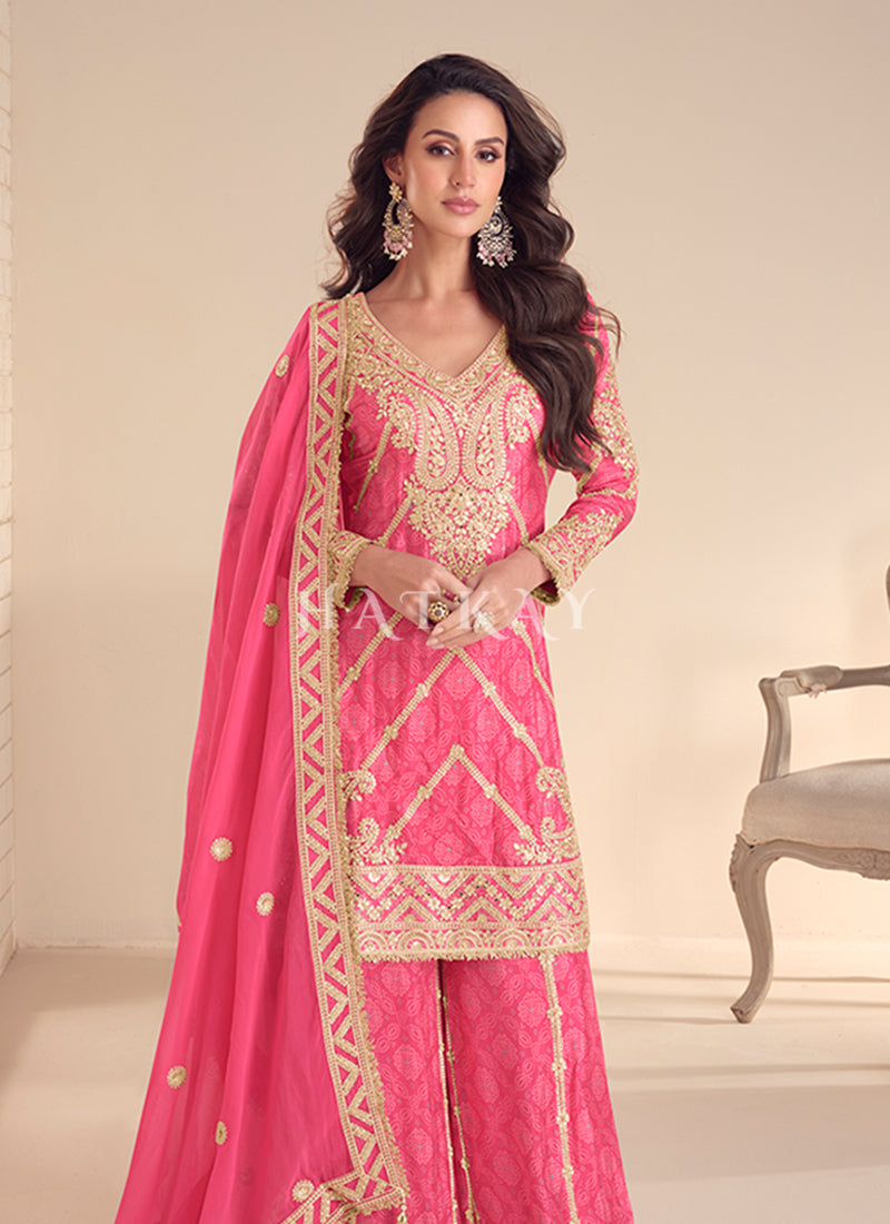 Shop Pink Palazzo Suits At Hatkay