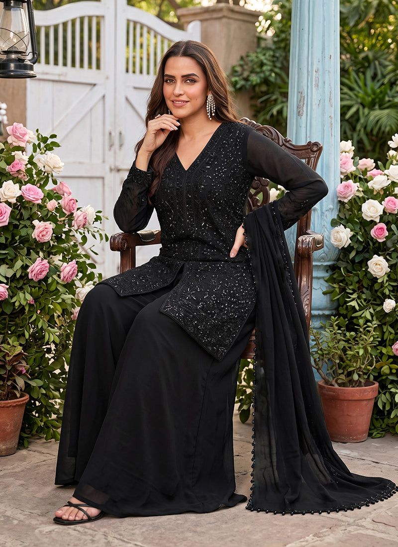 Buy Black Plazzo Suit In USA