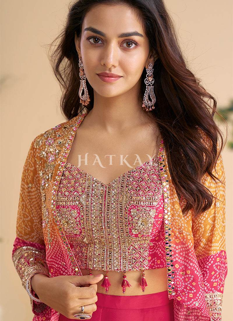 Pink Jacket Style Silk Salwar Kameez - Hatkay