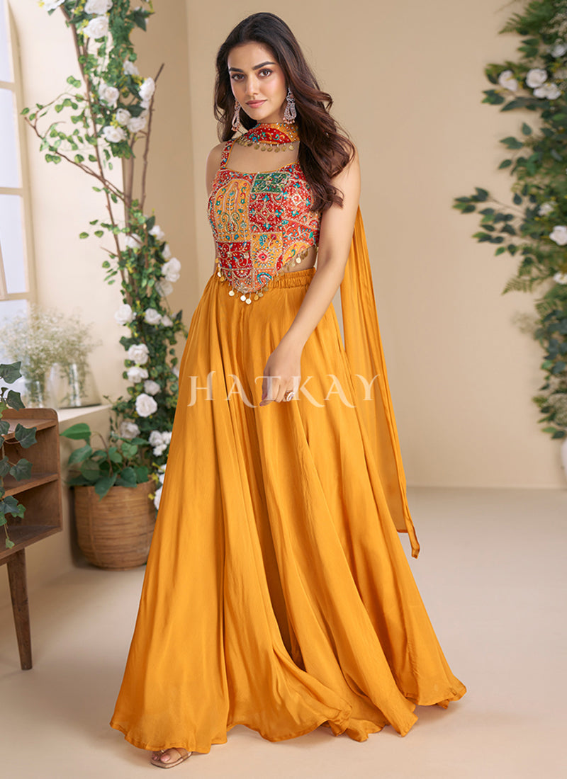 Mustard Yellow Embroidery Co-Ord Palazzo Set xl Mustard Yellow Embroidery Co-Ord Palazzo Set xl