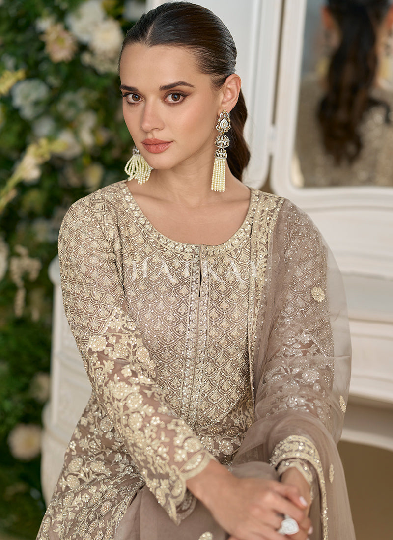 Shop Beige Sharara Suit In Australia