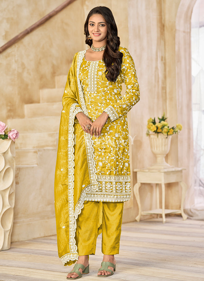 Buy Traditional Yellow Pant Style Suit In UK