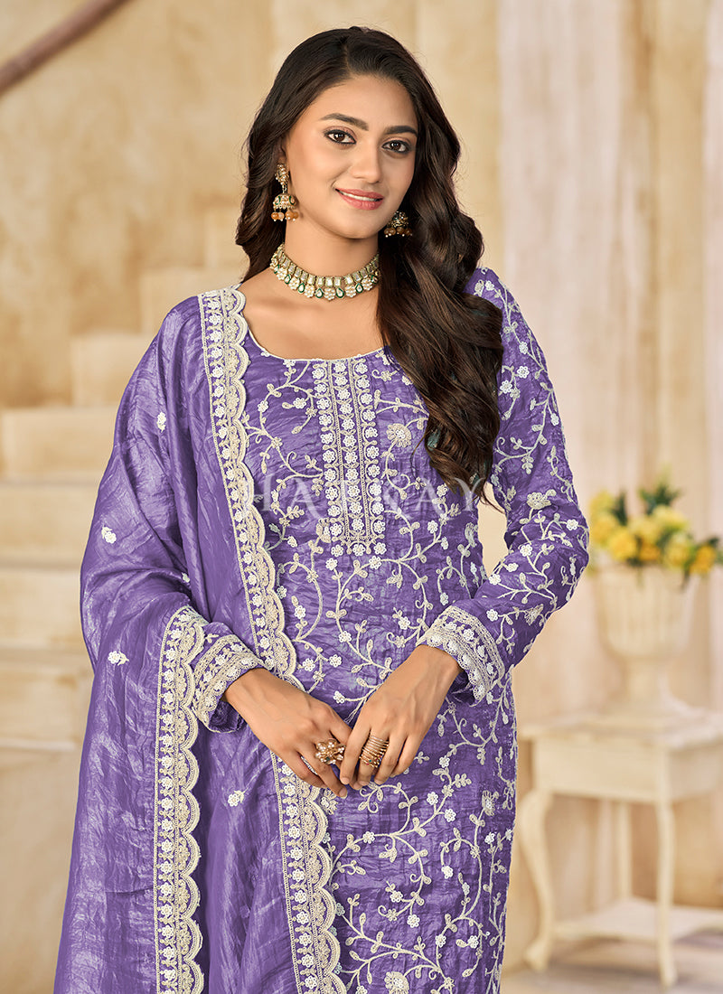 Elegant Purple Pant Style Salwar Suit In Canada