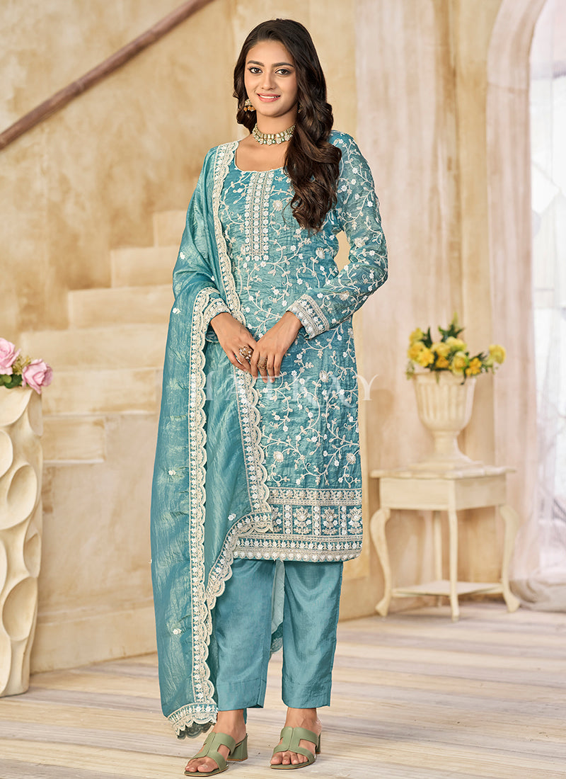 Modern Blue Pant Salwar Kameez – Shop Online Now In Germany