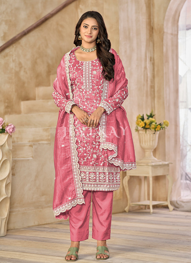 Buy Elegant Pink Pant Style Salwar Suit In USA