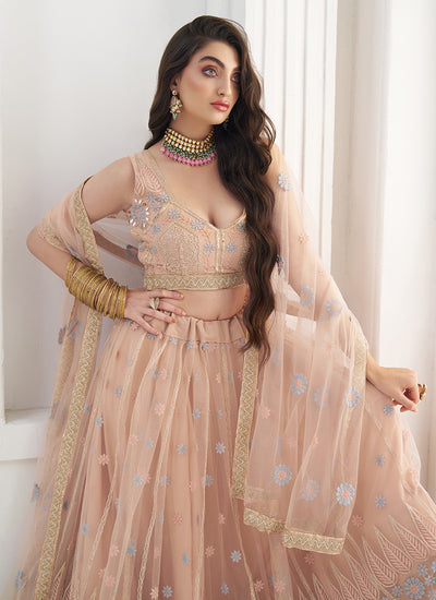 Shop Peach Lehenga Choli At Hatkay