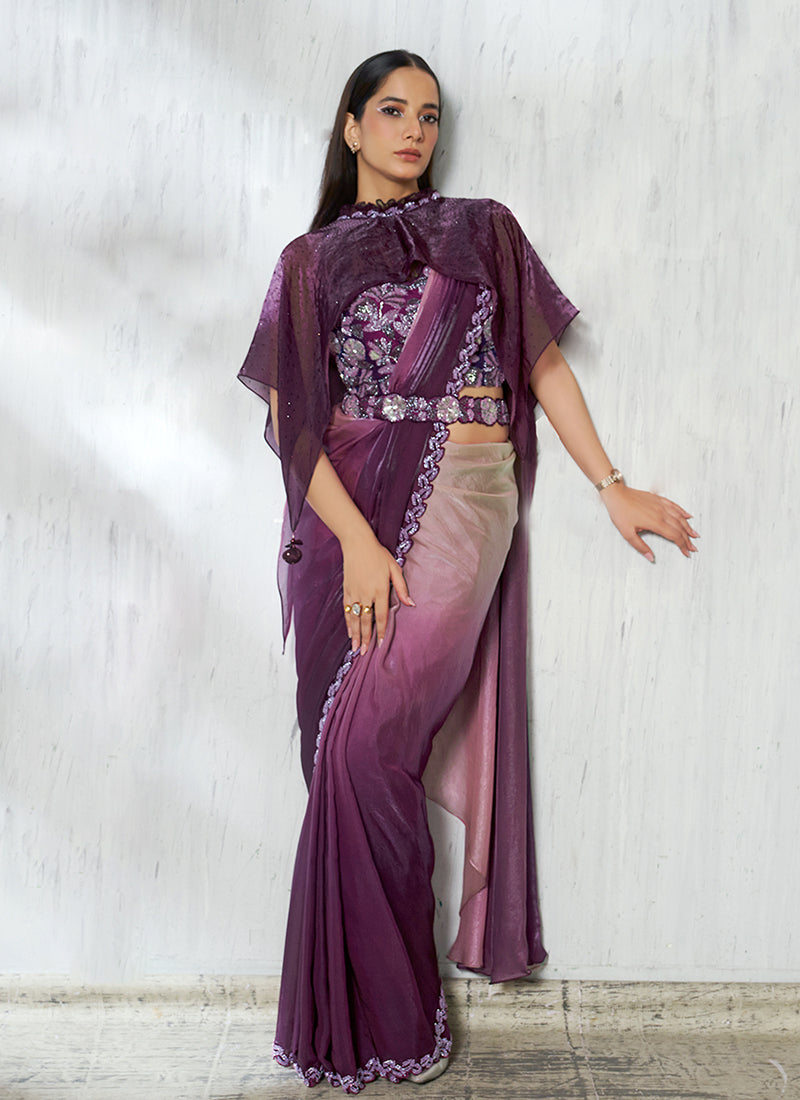 Buy Magenta Designer Saree Online
