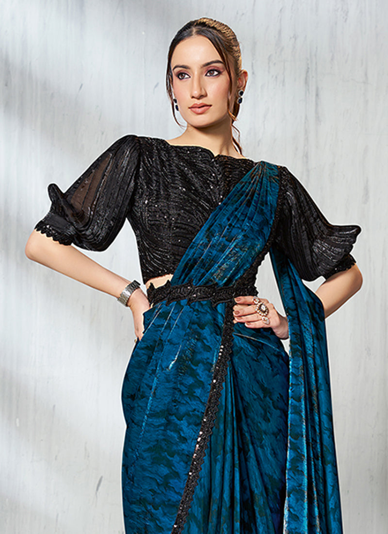 Buy Royal Blue Designer Saree In Canada
