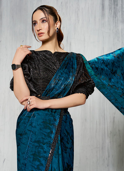 Buy Royal Blue Sari Online